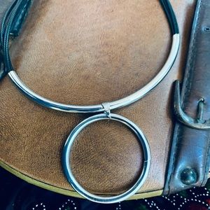 Silver metal & black corded modern choker necklace 🤩